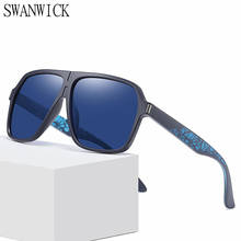 Swanwick-gafas de sol cuadradas grandes para hombre, polarizadas, uv400, para verano, a la moda, para conducir, azul y negro, regalos, el mejor vendedor 2024 - compra barato