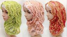 Pañuelo largo musulmán de lentejuelas, pañuelo islámico, Hijab, turbante árabe, 160cm x 65cm 2024 - compra barato