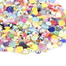 3D Nail Art AB Color Rhinestones Flat Bottom Round Flatback Non Hotfix Gems Mixing Beads Nail Decoration Designs 2-5mm 2024 - buy cheap
