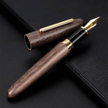 Jinhao 9056 natural caneta de madeira artesanal marrom bonito caneta irídio fino 0.6mm moda escrita escritório caneta tinta presente 2024 - compre barato