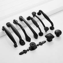 Sale 1PC Black Aluminum Alloy Furniture Handle Kitchen Cupboard Pulls Hardware Cabinet Handles Solid American Style Drawer Knobs 2024 - buy cheap