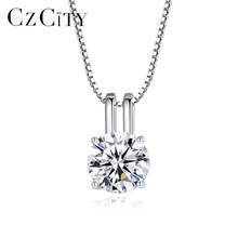 CZCITY Genuine 925 Sterling Silver Pendant Necklace 1ct-Moissanite Diamond Fine Jewelry for Women Wedding Birthday Gifts MSN-014 2024 - buy cheap