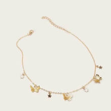 Collares de cadena con forma de mariposa y estrella para mujer, cadena de clavícula, Color dorado y plateado, accesorio de joyería, gran oferta 2024 - compra barato