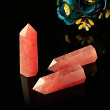 1PC natural strawberry quartz hexagonal  column Crystal Point Mineral Ornament Healing Wand Home Decor DIY Gift Decoration 2024 - buy cheap