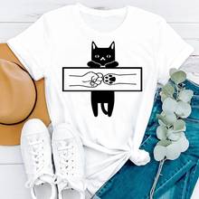 Summer Cartoon Cat Paw Funny Cute 2021 Cartoon Short Sleeve Women Fashion Clothes Print Tshirt Female Tee Top Graphic T-shirt 2024 - buy cheap