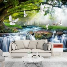 Papel de parede bacázio 3d paisagem cascata mural para quarto sala de estar sofá mural de fundo tv 2024 - compre barato