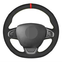 Funda para volante de coche, protector suave de cuero genuino negro, marcador rojo de gamuza para Renault Clio 4 (IV) Kaptur Captur 2016-2019 2024 - compra barato