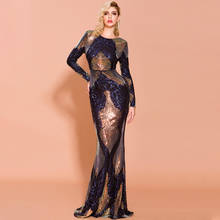 Long Sleeves Evening Dresses Mermaid Backless  Sexy Women Sequins Hot Fashion Formal Evening Gown Prom Dress ESAN362 2024 - buy cheap