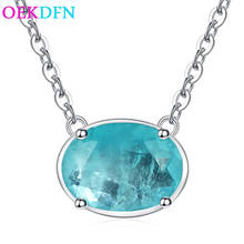 OEKDFN 100% 925 Sterling Silver Necklace Oval Cut Paraiba Tourmaline Emerald Gemstone Wedding Pendent Necklaces Fine Jewelry 2024 - buy cheap