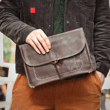 Aetoo bolsa de couro masculina, bolsa com envelope de couro, bolsa de mão em couro macio, primeira camada 2024 - compre barato