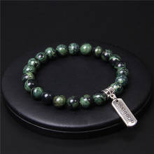 Men Charm Bracelet Natural Stone Amazonite Agates Beads Bracelet Rectangle Dream Imagine Believe Tag Pendant Bracelet Jewelry 2024 - buy cheap