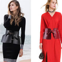 Women Belt Female Skirt Leather Waist Belts Fashion Ladies PU Black Bow Wide Harness Dresses Designer Waistband 2024 - buy cheap