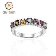 GEM'S BALLET-Anillo de plata de primera ley y topacio para mujer, sortija, plata esterlina 925, Gema Natural, granate, color rosa, negro 2024 - compra barato