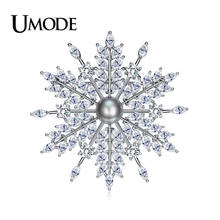 UMODE Fashon Cubic Zircon Snowflake Brooch for Women Wedding Pearl Brooch and Pins Luxury Austrian Crystal Brooches Gift AUX0007 2024 - buy cheap