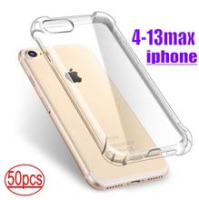 Чехол для iPhone 12 mini 11 pro max X XS Max XR 5 5s SE 6 6s 7 8 plus, чехол, противоударный прозрачный силиконовый чехол из ТПУ, чехол, сумка, 50 шт. 2024 - купить недорого