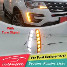 Светодиодный дневный ходовой светильник DRL для Ford Explorer 2016, 2017, с поворотной сигнальной лампой 2024 - купить недорого