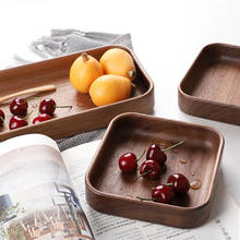 Caja de almacenamiento Rectangular de madera de nogal negro, plato de fruta sólida, madera entera, para el té 2024 - compra barato