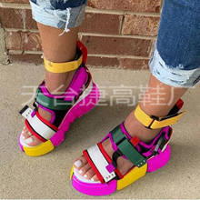 Platform Sandals Women Wedge High Heels Shoes Women Hook&loop Canvas Summer Zapatos Mujer Gladiator Woman Sandals Plus Size 43 2024 - buy cheap