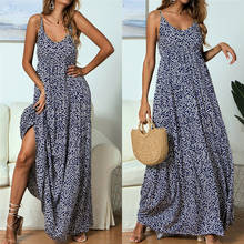 Summer Boho Women Casual Straps Sleeveless V Neck Vestidos Dot Printed Long Dress Holiday Maxi Dresses Sundress 2024 - buy cheap
