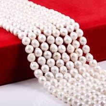Cuentas de perla blanca redonda Irregular, perlas naturales, barroco, fabricación de joyas, collar, pulsera, tamaño de 10x11mm 2024 - compra barato