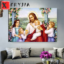 5d photo Round Diamond Painting Jesus loves children Full Drill Square round Mosaic Home Decoration Handmade Embroidery Gift 2024 - buy cheap