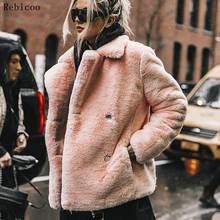 Thick Faux Fur Winter Jacket And Coats Women Solid Slim Fit Warm Ladies Fur Coats Fake Rabbit Fur Coat Overcoat 2024 - buy cheap