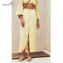 Женская облегающая юбка макси AEL, желтая длинная юбка с высокой талией и пуговицами, лето 2019 2024 - купить недорого