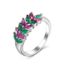 Exquisite Purple&Green Frosting Zircon Leaves Rings For Women Shiny Silver Color Ring Valentine Day Charm Female Accessories 2024 - buy cheap