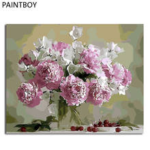 Pintboy quadro de imagem flor diy pintura por números na lona pintura a óleo decoração para casa sala estar parede 2024 - compre barato