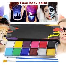 12 colores de pintura pigmento Halloween arte fiesta de hacer conjunto con 2 piezas cepillos profesionales de la cara y el cuerpo de pintura de aceite 2024 - compra barato