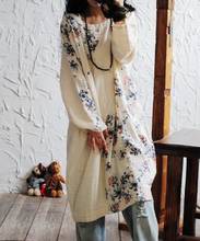 Vestido holgado de lino y algodón con estampado Floral para mujer, traje Retro Vintage de estilo nacional, 2019 2024 - compra barato