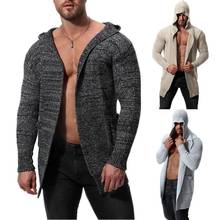 wholesale 2021 spring Autumn Casual no button city street men\'s hooded cardigan jacket men\'s long sweater pull homme 2024 - buy cheap