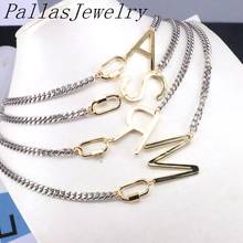 5Pcs 26 letters choker necklace for women Oval Lock Clasps and Alphabet Letter jewelry not fade color metal fashion necklace 2024 - buy cheap