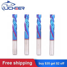 UCHEER  2 flutes 3.175/4/5/6/8mm Compression end mill blue nano coating milling cutter cnc tool for MDF Clamp Board Woodworking 2024 - buy cheap