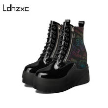 LDHZXC Platform Women Ankle Boots Autumn Winter Warm High Heels Night Club Shoes Woman Comfortable Short Boots Plus Size 2024 - buy cheap