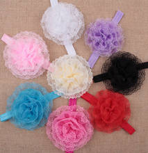 9 CM Solid Color Handmade Lace Flower Headband Elastic Children Hairband Princess Headwear Baby Girls Hair Ornaments Photo Props 2024 - buy cheap