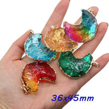 7 Chakras Energy Crystal Pendants Reiki Heal Moon Shape Crystal for Jewelry Making Earrings Necklace Supplies 2024 - buy cheap
