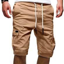 Men Shorts Solid Color Casual Summer Cargo Shorts Men Sports Jogger Drawstring Fifth Pants Men's Clothing 2021 2024 - buy cheap