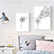 Black and White Plant Home Decoration Painting Dandelion Flowers Living Room Wall Canvas Poster Floating Seeds Bedroom Prints 2024 - buy cheap