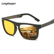 LongKeeper Brand Night Vision Sunglasses Men Driving Anti-Glare Yellow Lens Eyewears Gogggles UV400 TR90 Square Glasses gafas 2024 - buy cheap