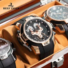 Reef Tiger/RT Men Sport Tourbillon Mechanical Watch Rubber Strap Calendar Multifunction 100M Waterproof Automatic Military Watch 2024 - buy cheap