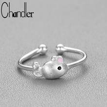 Chandler Sweet Cute Small Pink Mouse Rat Ring Women's  Adjustable Engagement Wedding Band Animal Girl 2024 - buy cheap