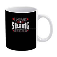 I Have A SEWING Addiction Vintage Distressed White Mug White Ceramic Tea Cup Birthday Gift Milk Cups and Mugs Addiction Consiste 2024 - buy cheap