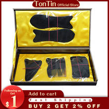 Gift Guasha chart! Wholesale & Retail Traditional  Massage hard box  kit 5pcs/set 100% ox horn 2024 - купить недорого