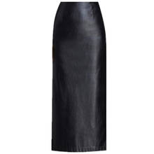 Women PU Leather Solid Color Pencil Skirt Spring Autumn High Waist Vintage Split Slim Skirts 2024 - buy cheap