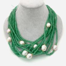 YYGEM-collar hecho a mano de perlas de agua dulce, 20 ", 10 hebras, facetadas, Rondelle, Jade VERDE, blanco 2024 - compra barato