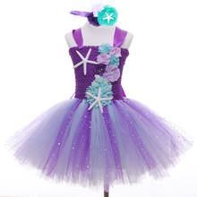 Vestido de princesa con tutú para niña, disfraz de sirena pequeña, ropa de fantasía para niña, traje para fiesta en la playa a escala, Cosplay para Halloween 2024 - compra barato