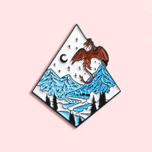D20 Game Metal Enamel Badge Moonlight Dragon Snow Mountain Brooch Creative Adventure Pin Trendy Lapel Jewelry Gift For Friends 2024 - buy cheap