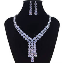Godki-conjunto de joias de luxo feminino, 2 peças com borlas, fantasia de gota, zircônio cúbico, conjunto de joias de noiva 2019 2024 - compre barato