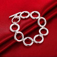 Pulsera con forma de O redonda para hombre y mujer, joyería de plata 925, cadena de eslabones, joyería fina 2024 - compra barato